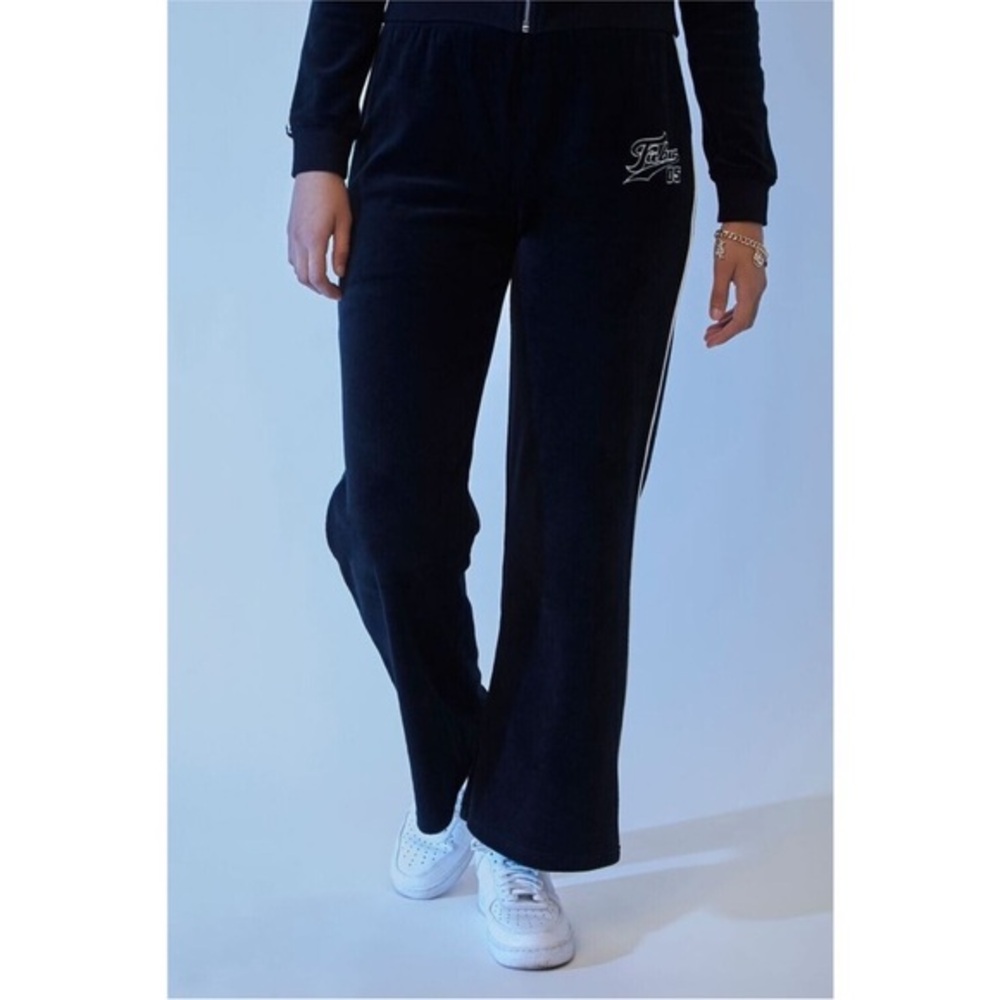 Forever 21 Fubu black track pants velvet sweatpants M